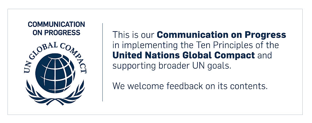 Communication on Progress / UN GLOBAL COMPACT/ This is our Communication on Progress in implementing the Ten Principles of the United Nations Global Compact and supporting broader UN goals. We welcome feedback on its contensts.